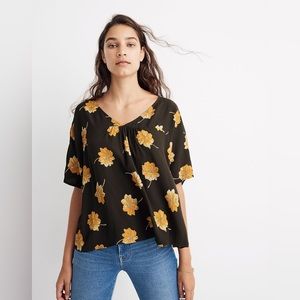 Madewell Black and Yellow Floral Blouse